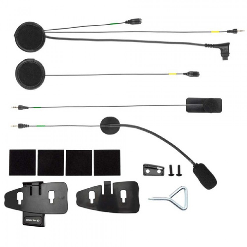 Крепление для мотогарнитуры INTERPHONE F4, S, F3 S, F2 S, F4, F3, F2: стереонаушники + 2 микрофона для открытых и full face шлемов  MICINTERPHONE F4 UNI