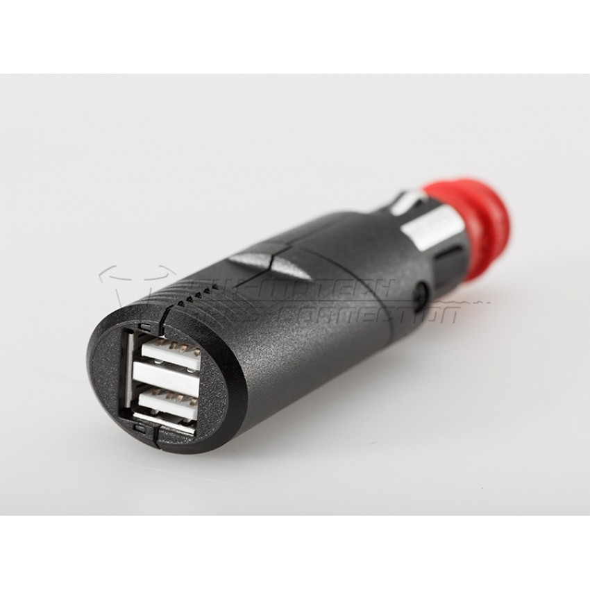 SW-Motech Double USB Power Port Адаптер питания с Din на USB. 2 x 2,100 mA. 12 - 24 V.