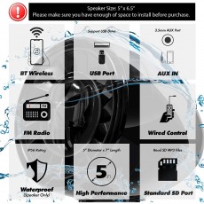 Aileap M1000X 4-канальная аудиосистема 5" Bluetooth, AUX, MP3, USB, FM-радио, 4*60W 