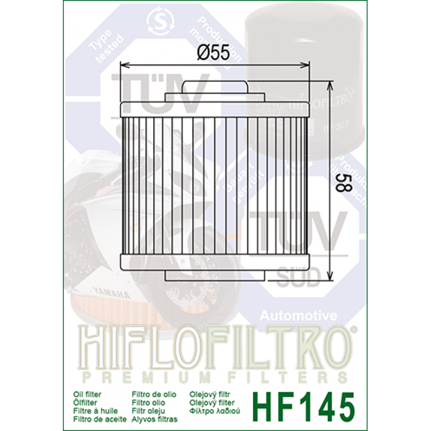HI FLO HF145 Масляный фильтр (Aprilia / JAWA / KeeWay / Sachs / Yamaha XVS, YFM, FZR, XT250)