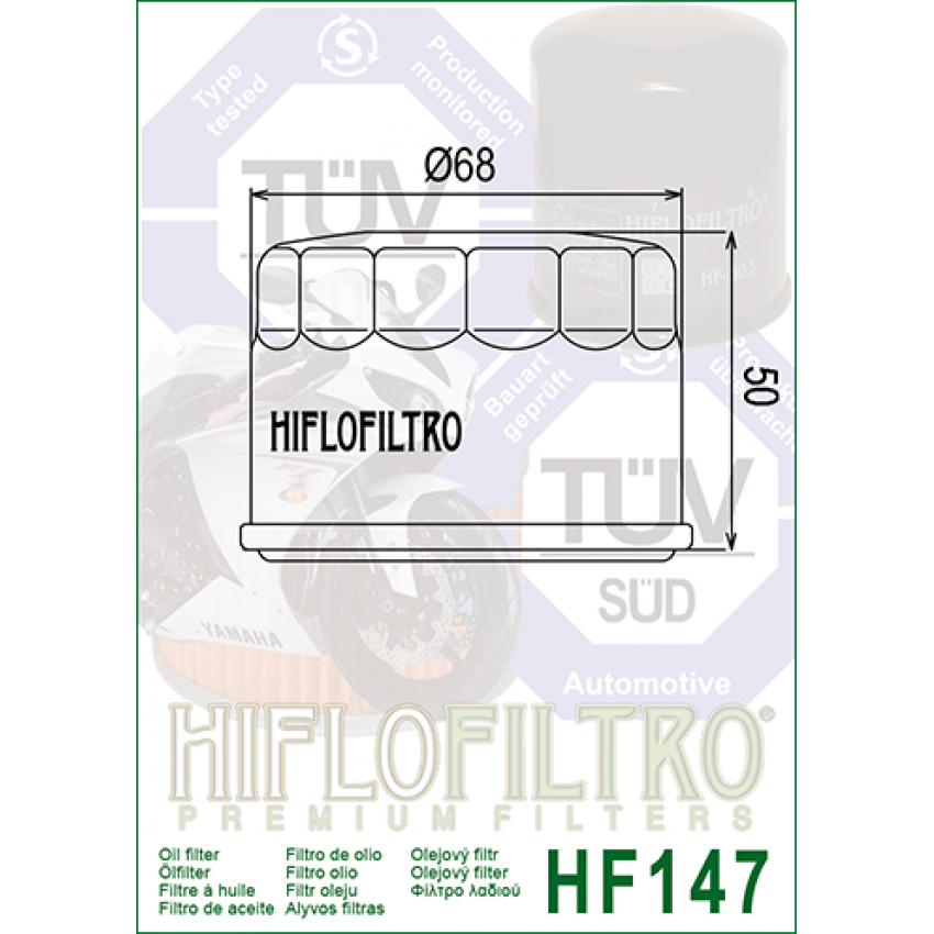 HI FLO HF147 Масляный фильтр для мотоциклов и квалроциклов Yamaha ATV, FZS600, XVS1300, XP500, TMAX? Grizzly / Kymko