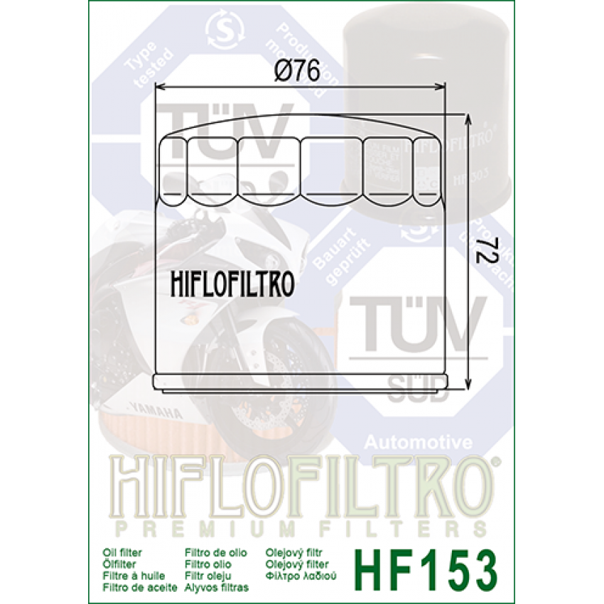 HI FLO HF153 Масляный фильтр Для мотоциклов BIMOTA / CAGIVA / DUCATI Monster,  Scrambler, Hypermotard, Hyperstrada,  Multistrada Diavel / GILERA Arcore