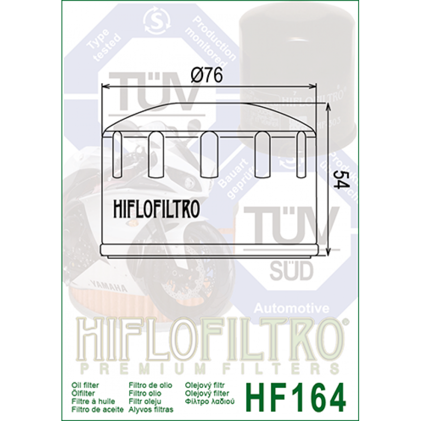 HI FLO HF164 Масляный фильтр на мотоциклы BMW R nine T, R1200 GS, Adventure