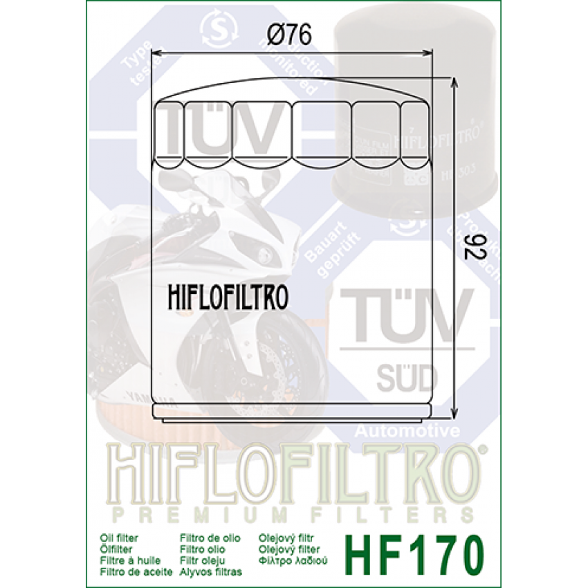 HI FLO HF170B Масляный фильтр на мотоциклы HARLEY DAVIDSON SPORTSTER, FLHT, FLHTC, ROAD KING, HERITAGE, ROAD GLIDE, SOFTAIL, BAD BOY, ELECTRA GLIDE