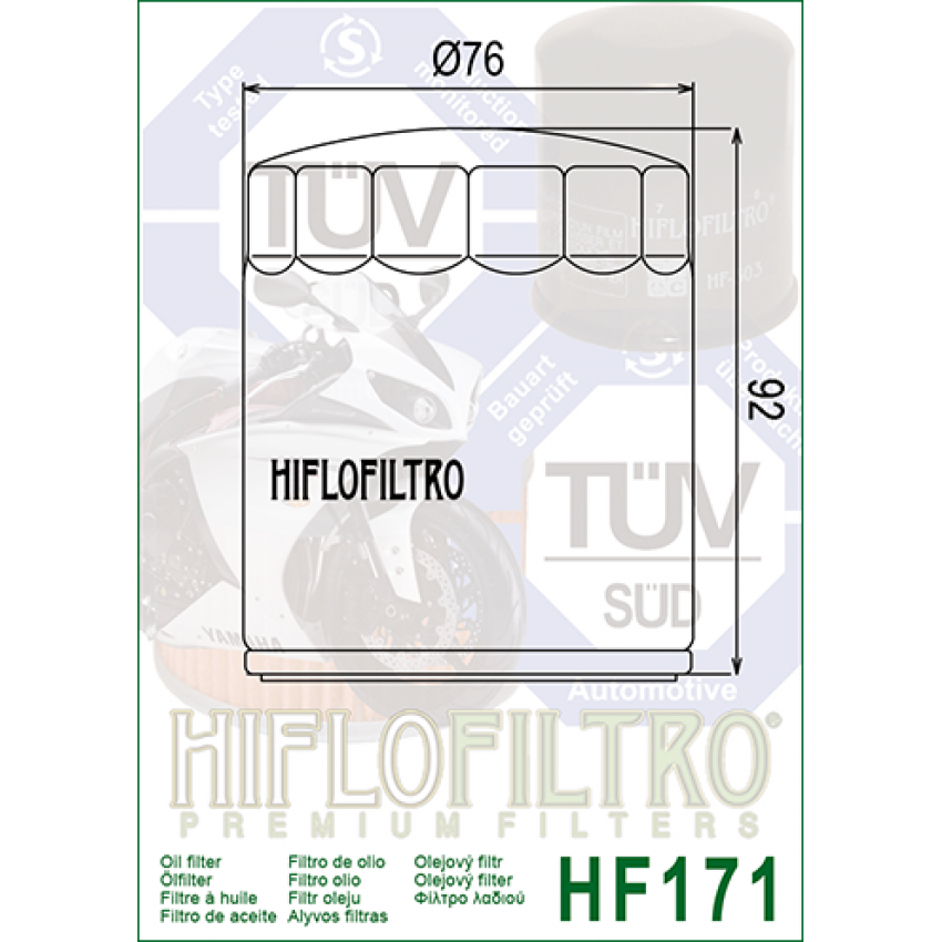 HI FLO HF171B Масляный фильтр на мотоциклы HARLEY DAVIDSON, FXDR, DYNA, FAT BOB, SOFTAIL, CVO, SPRINGER